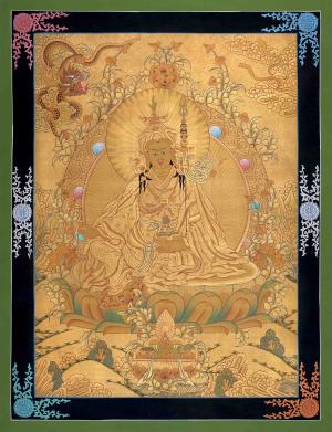 Guru Rinpoche Thangka | Guru Padmasambhava | Lotus Born Master of Buddhism | Original Hand-Painted Thanka Art For Wall Decor